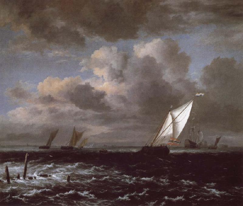 Jacob van Ruisdael Sailing vessels in a Fresh Breeze Germany oil painting art